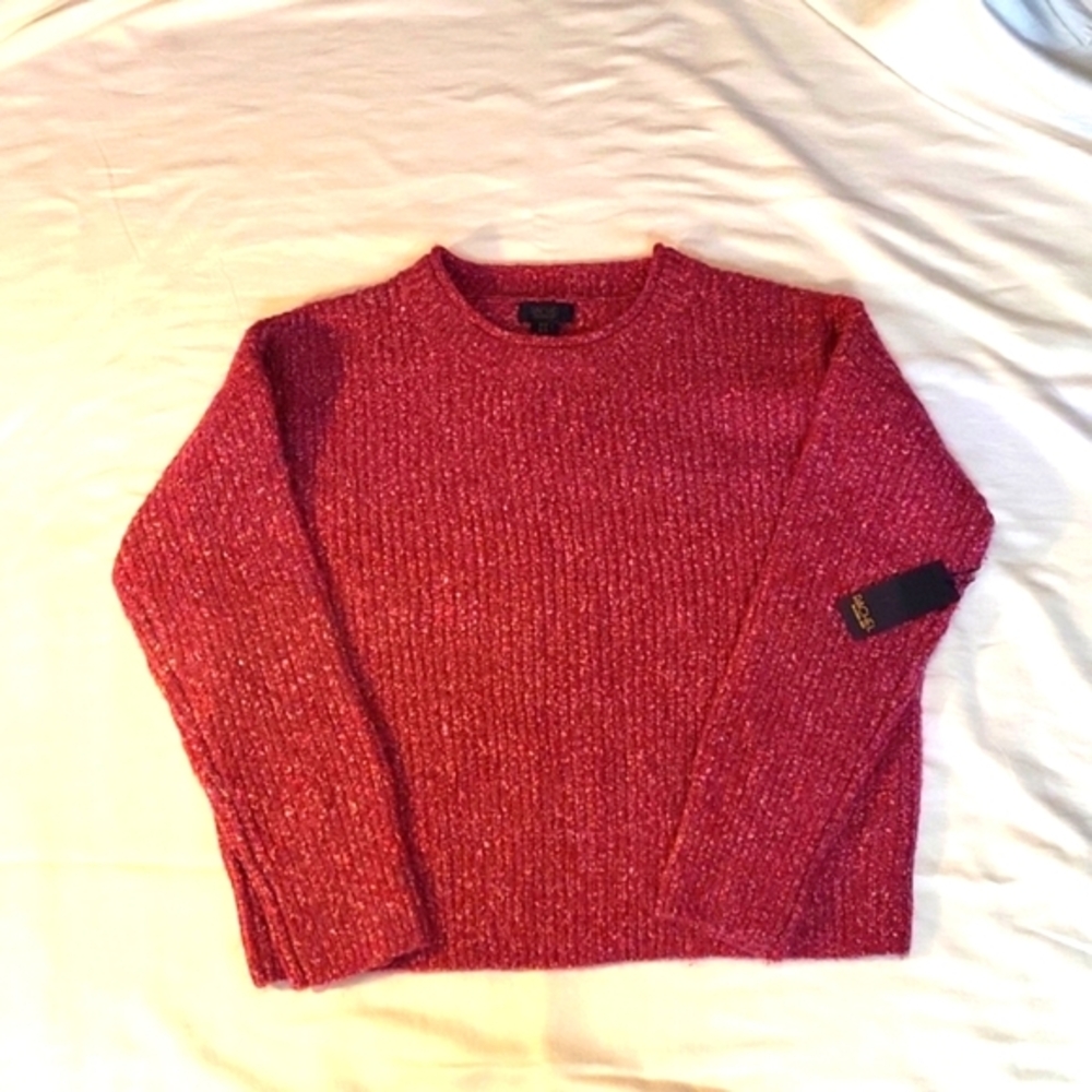 Rachel Roy Crew Neck Soft Cozy Knit Sweater Barbie Pink XL